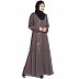Umbrella abaya with simple stonework- Ash Brown